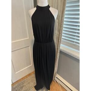 Medium VENUS Black Tulip hem halter dress